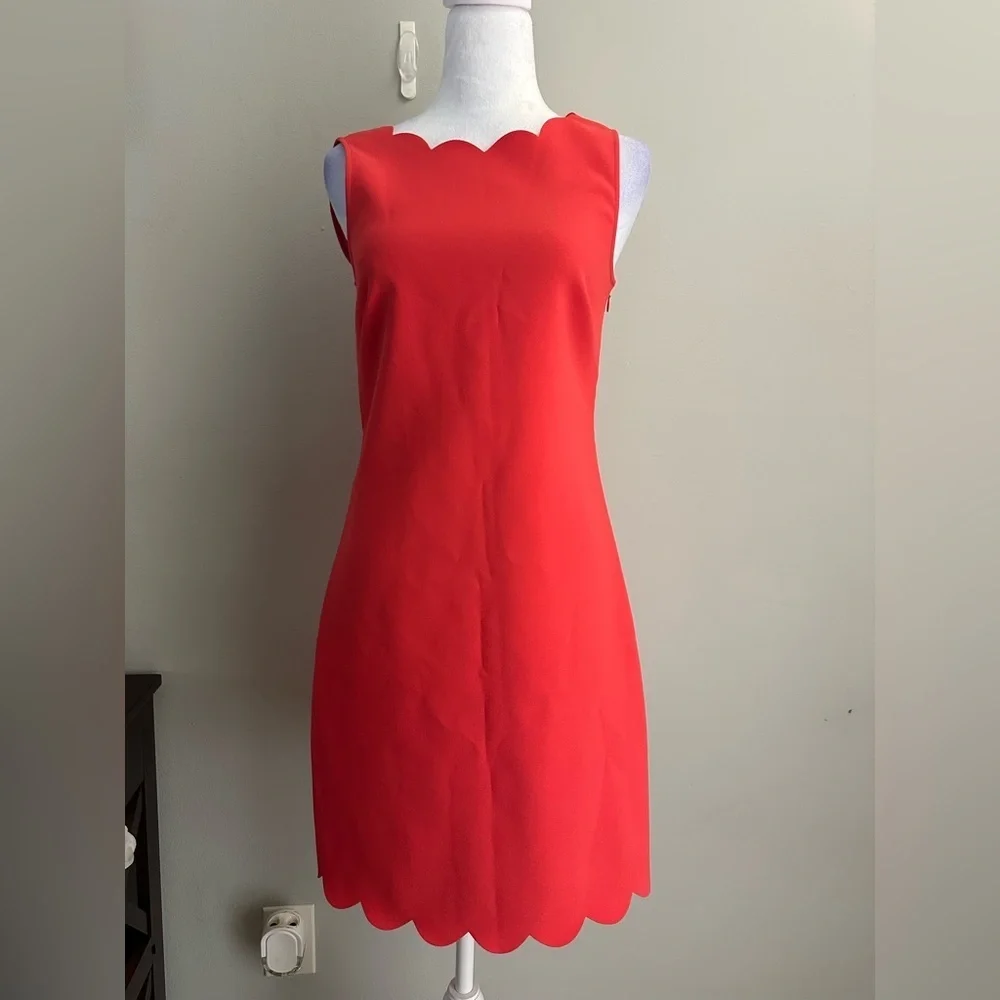 NWT J Crew Scalloped Hem Dress Professional Business Sheath Dress Size 0 Coral